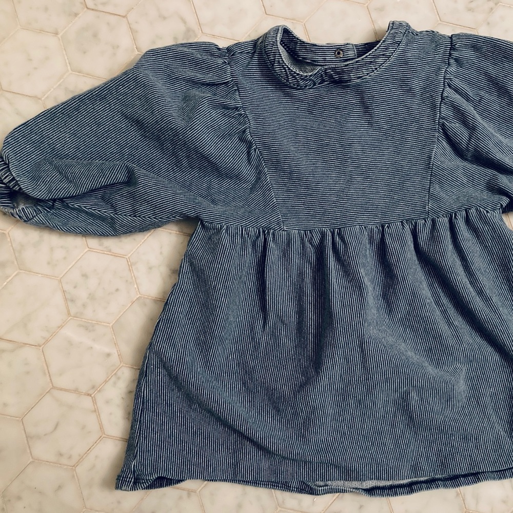 Denim chambray stripe dress 2-3T Zara